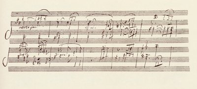 Parte do Manuscrito da Sonata de Beethoven em A, Opus 101 (caneta e tinta) de Ludwig van Beethoven